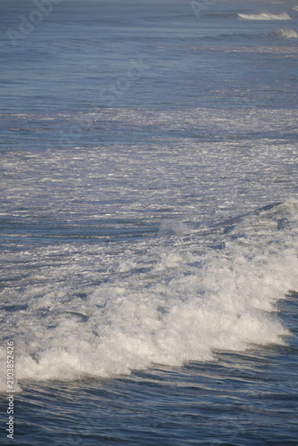 Pacific waves New Brighton beach in Christchurch, Aotearoa New Zealand