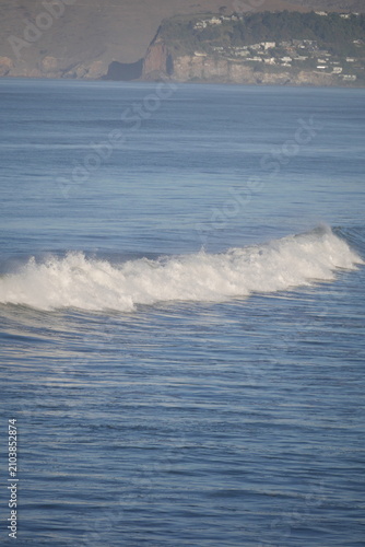 Pacific waves New Brighton beach in Christchurch, Aotearoa New Zealand