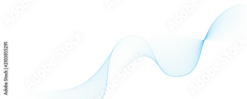 Abstract blue particle wave curve background