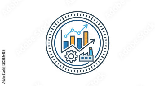 Industrial performance analytics and manufacturing growth icon