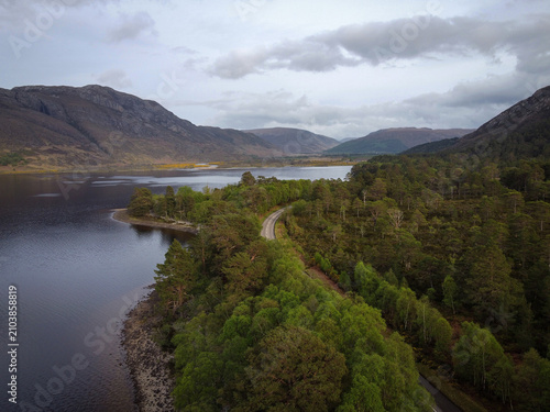 Loch Maree aerial view, Wester Ross Natural reserve, North Scotland