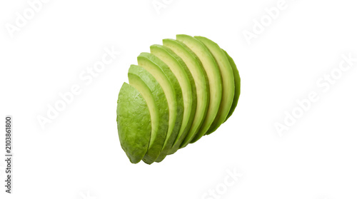 Stacked slices of fresh avocado isolated on a transparent background, showcasing vibrant green hues and healthy eating concepts