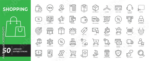 Bild auf Leinwand Shopping icon set. vector illustration