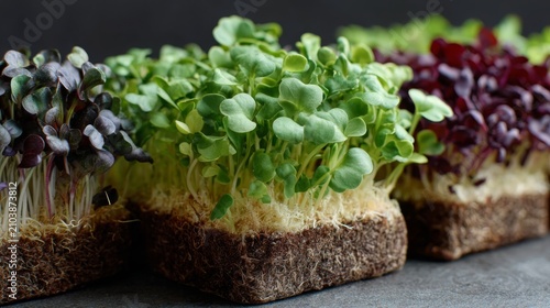 Fresh microgreens on a plate, healthy eating concept, Generative AI,