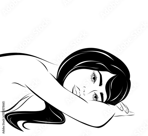 1601_Sad, thoughtful girl lying on her stomach with her hands under her head