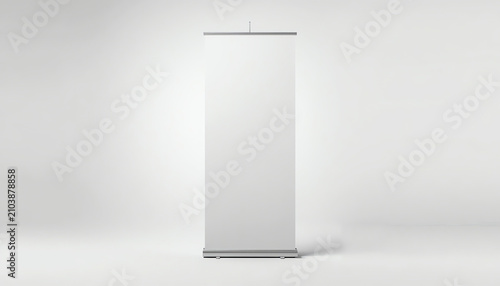 Outdoor Advertising Stand Banner (empty roll-up poster) - mockup template. 3D rendering
