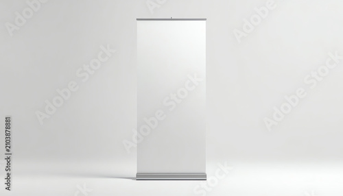 Outdoor Advertising Stand Banner (empty roll-up poster) - mockup template. 3D rendering