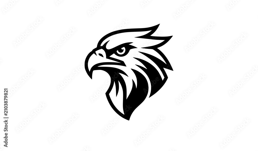 Fototapeta premium Aggressive eagle head mascot vector illustration on white background