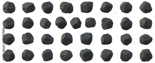 Photos low poly stone and rock collection with geometric shapes, flat shading design fo