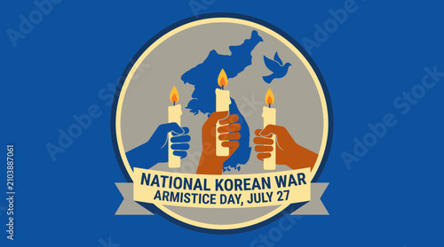 Bild auf Leinwand Remembrance Candle Vigil Flat Design Illustration, National Korean War Armistice