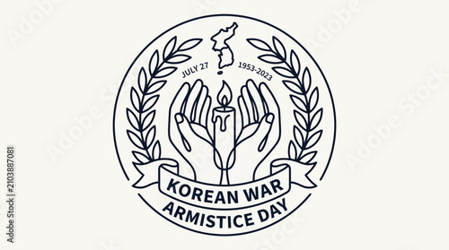 Fotografie National Korean War Armistice Day Remembrance Candle Vigil Monoline Icon Illustr