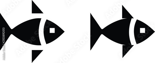 Canvastavla Stylized aquatic fish symbols representing marine wildlife ocean life biodiversity nature ecology environmental biology themes