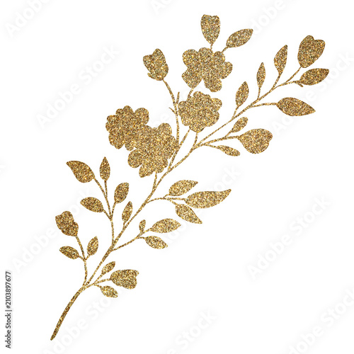 Gold Floral Bouquet Branch Leaf