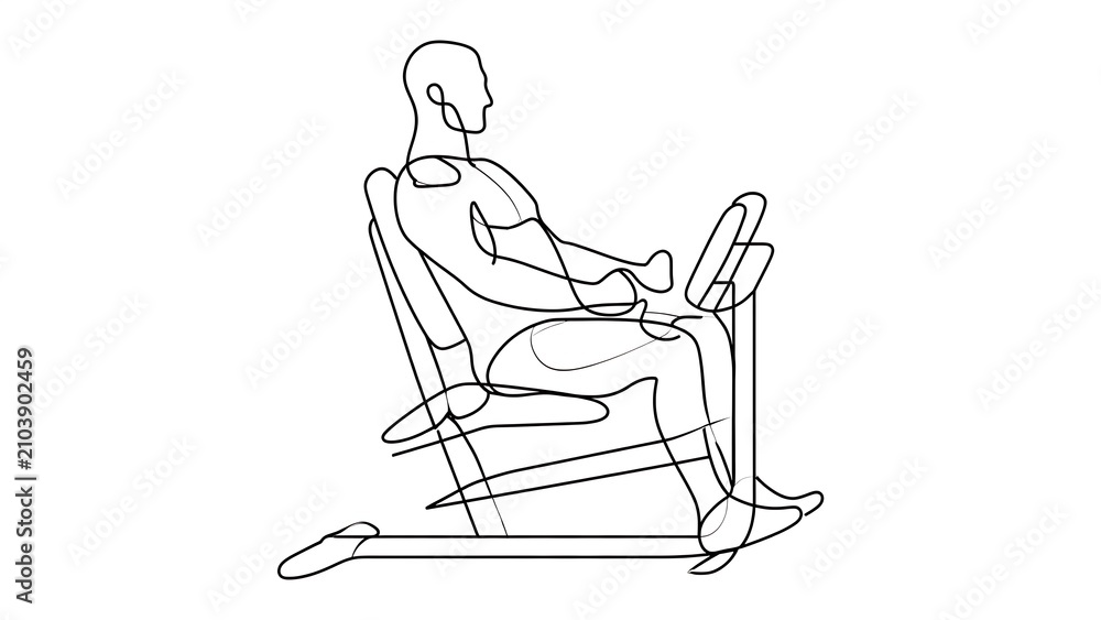 Fototapeta premium Person sitting on chair using laptop white background.