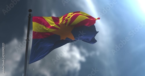 Flag of american state of Arizona waving. Loop. Slow Motion