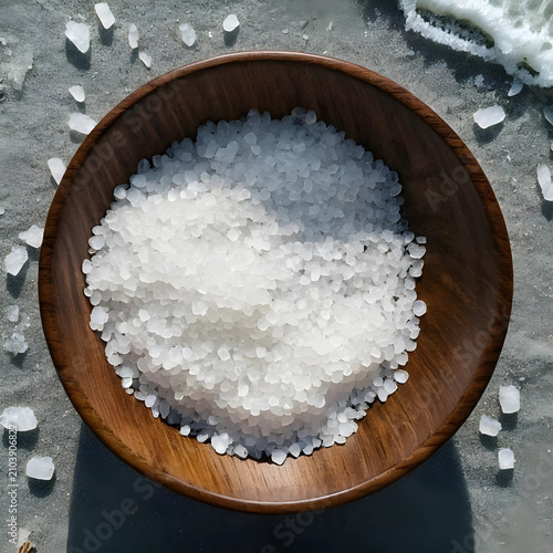 Coarse sea salt crystals in...