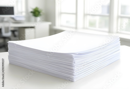 Large stack of blank white ...