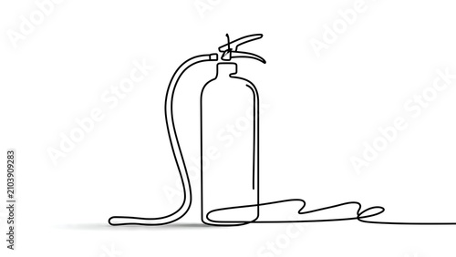 Minimalist fire extinguisher line art white background.