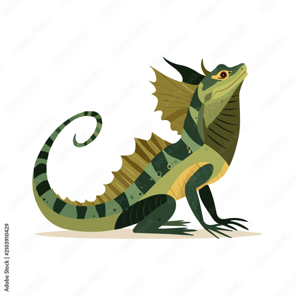 Fototapeta premium Flat 2D Basilisk vector illustration, icon graphic on white background