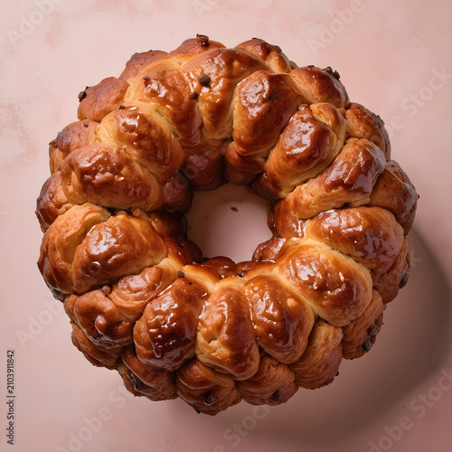 Sweet monkey bread wreath w...