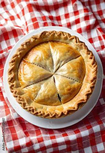 Freshly baked fruit pie wit...