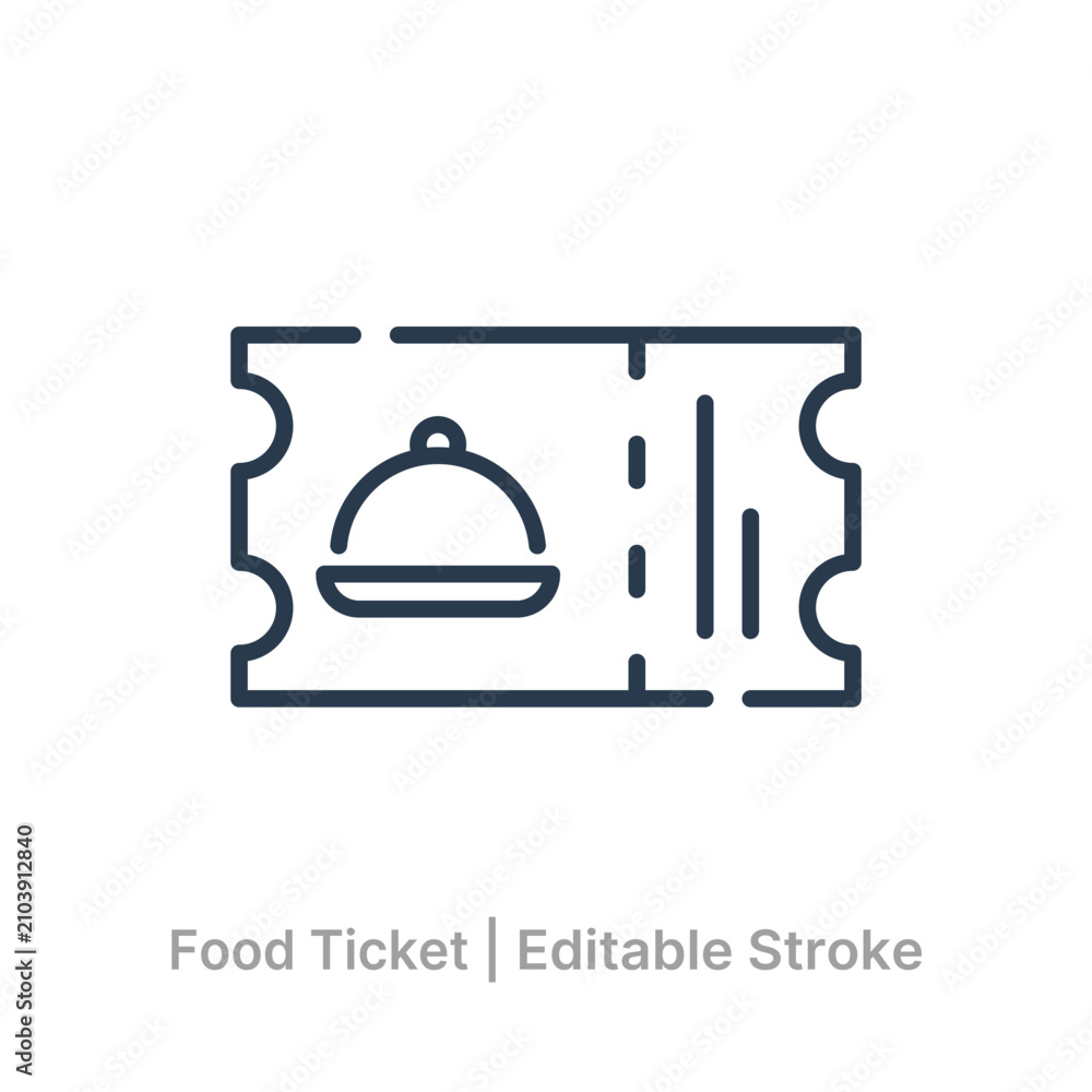 Fototapeta premium food ticket icon line editable stroke restaurant service