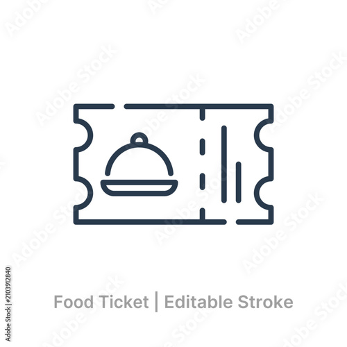 food ticket icon line editable stroke restaurant service
