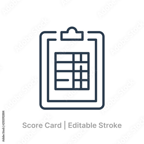 score card board line icon editable stroke document assessment business analytics