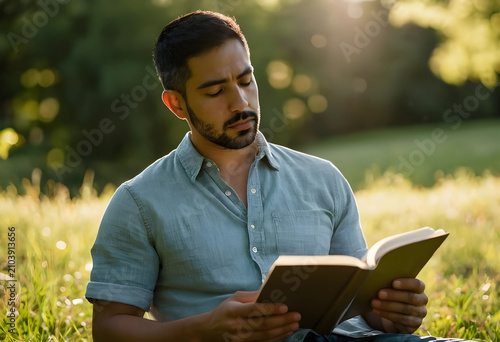 Young man with a beard read...