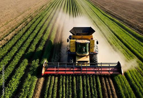 Aerial view of a combine ha...