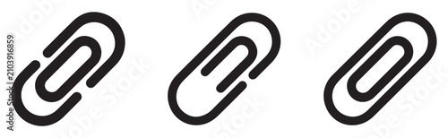 Slanted paper clip vector icons for business document attachment and creative office supply marketing materials.