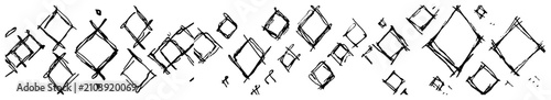 Foto Geometric diamond shapes and rhombus border pattern in hand drawn sketch style