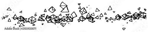 Photos Scattered three dimensional geometric pyramid shapes border in hand drawn sketch