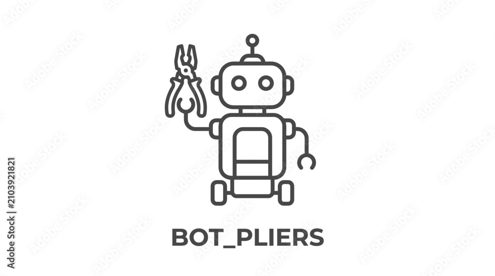 Naklejka premium Robot holding wrench tool repair.