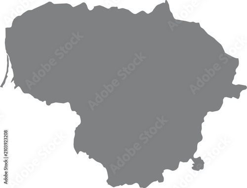 Bild auf Leinwand Grey map of lithuania country shape isolated on a white background