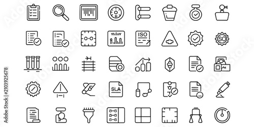 Bild auf Leinwand Set of industrial business process icons for quality control documentation and w