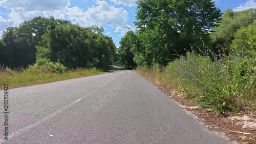 Gravel bicycle ride on the road in the summer season