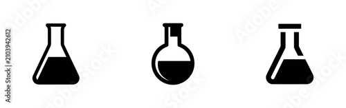 Foto Erlenmeyer Flask Laboratory Icons Set
