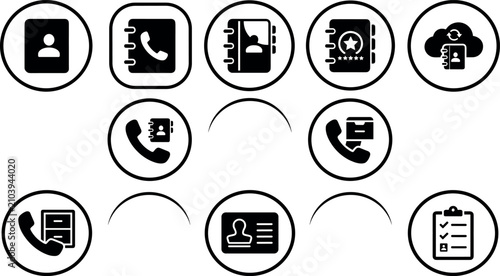 Foto Business Contact Directory and Address Book Solid Glyph Icon Set Featuring Cloud