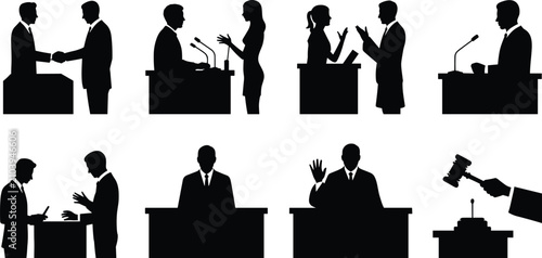 Foto Legal proceedings silhouette collection courtroom scenes negotiation and judicia