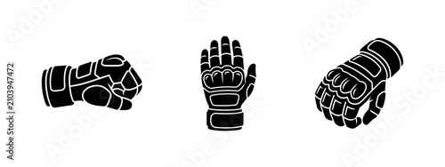 Cuadro en lienzo Protective Gloves and Gauntlets Icon Set for Combat Sports or Fantasy Warfare