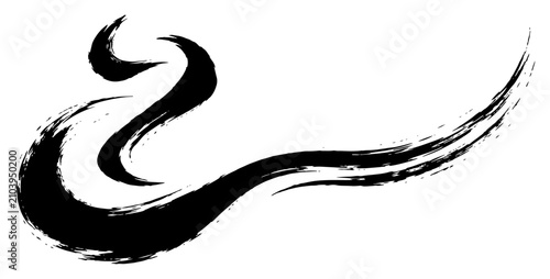 Quadro su tela Abstract dynamic brush strokes with fluid motion in expressive black ink style