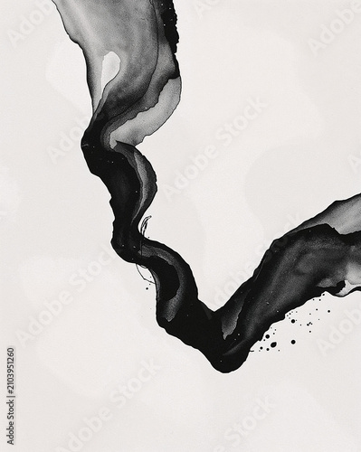 Contemporary black watercolor background showcasing elegant ink movement with soft abstract textures for premium graphic design and luxury branding materials