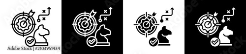 Photos Effective Strategy Icon Set In Black And White Filled Style Collection
