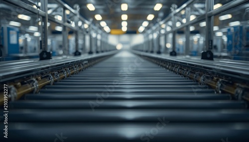 Airport baggage handling conveyor mechanism internal close view for logistics automation infrastructure
