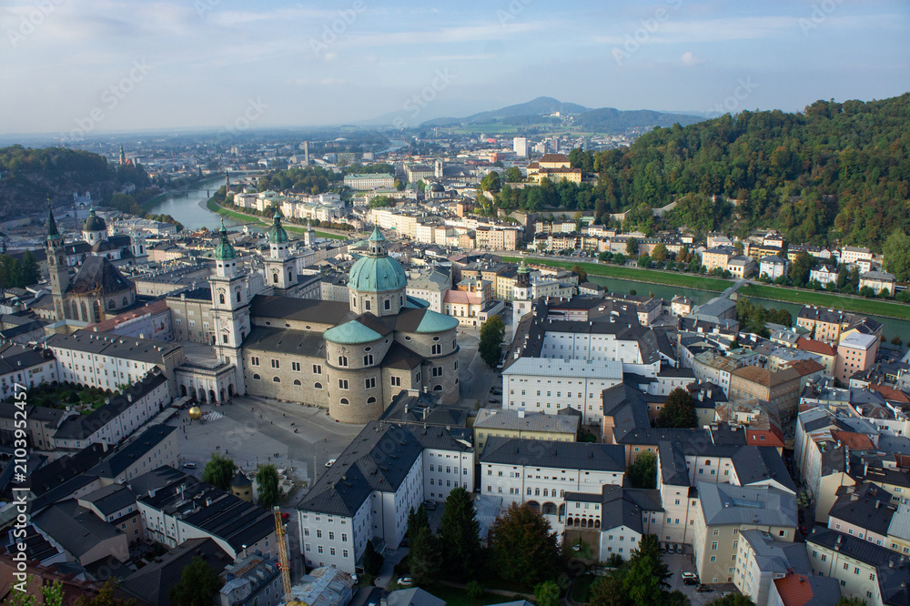 Fototapeta premium Skyline view in Salzburg, Austria