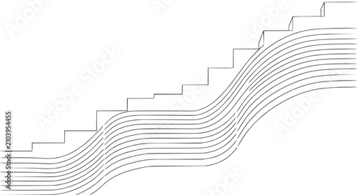 Fotografie Abstract Staircase with Wavy Lines - Modern Architecture and Design