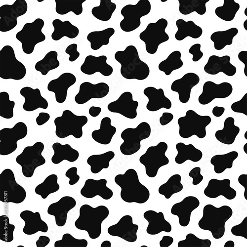 Black and White Cow Print Seamless Pattern Background