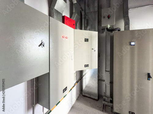 Modern Electrical Control Panels in a High-Tech Industrial Setting