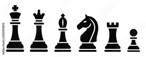 Canvastavla Chess Icon Set with Modern Flat and Outline Chess Piece Symbols for Strategy and